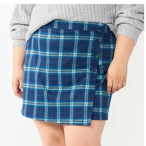 New Blue Black White Mini Skirt NWT Navy Plaid Schoolgirl Summer Fun